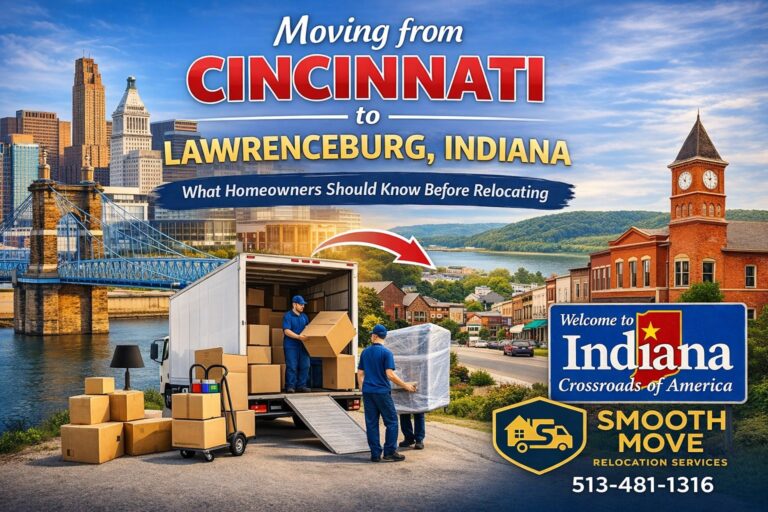 Smooth Move Relocation Services Cincinnati movers loading truck for interstate move to Lawrenceburg Indiana
